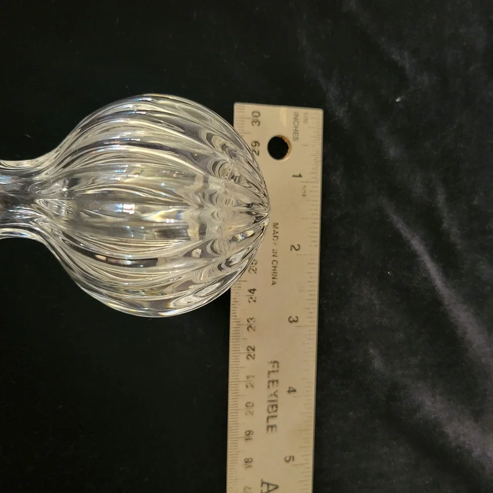 Heavy Crystal Whiskey Decanter w/ Ribbed Stopper Square Starburst Etched ACADEMY